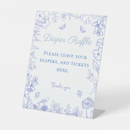 青い陳腐な赤ちゃんシャワーおむつラッフル 台座サイン