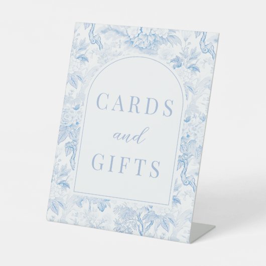 青い陶器の結婚カードとギフト 台座サイン (正面)