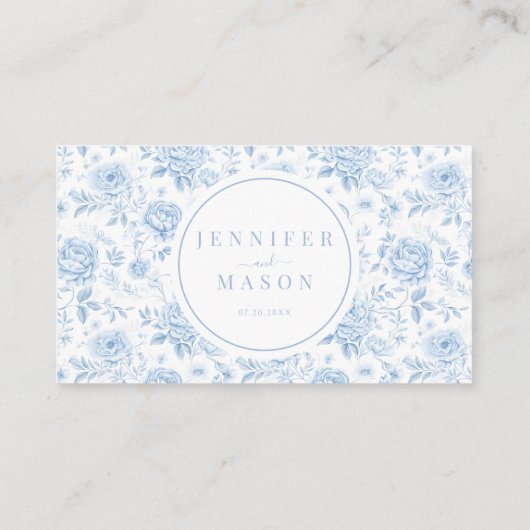 青い陶器ウェディングフラットプレイスカード プレイスカード (裏面)