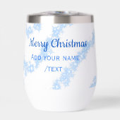 青い陽気なクリスマスの輝くグリッターラインに名前を追加 (正面)