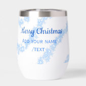 青い陽気なクリスマスの輝くグリッターラインに名前を追加 (背面)