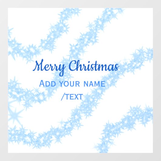 青い陽気なクリスマスの輝くグリッターラインに名前を追加 ウィンドウサイン (シート)