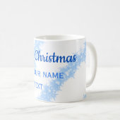 青い陽気なクリスマスの輝くグリッターラインに名前を追加 コーヒーマグカップ (正面右)