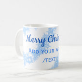 青い陽気なクリスマスの輝くグリッターラインに名前を追加 コーヒーマグカップ (正面左)