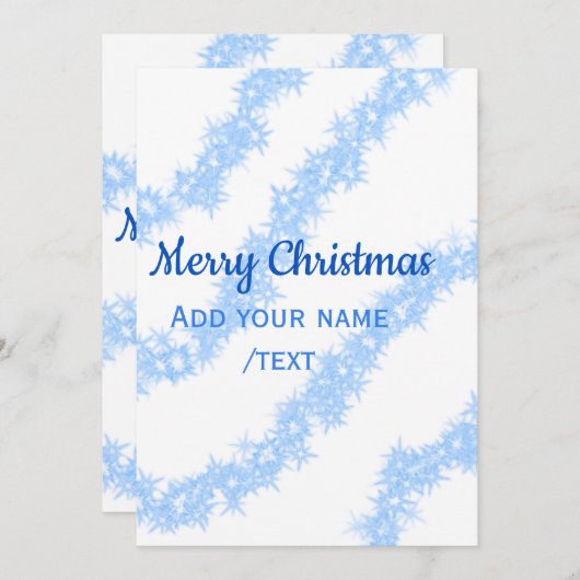 青い陽気なクリスマスの輝くグリッターラインに名前を追加 シーズンカード (正面/裏面)