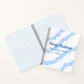青い陽気なクリスマスの輝くグリッターラインに名前を追加 ノートブック (内部)