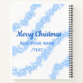 青い陽気なクリスマスの輝くグリッターラインに名前を追加 ノートブック (裏面)