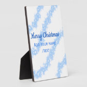 青い陽気なクリスマスの輝くグリッターラインに名前を追加 フォトプラーク (側面)