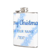 青い陽気なクリスマスの輝くグリッターラインに名前を追加 フラスク (左)