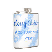 青い陽気なクリスマスの輝くグリッターラインに名前を追加 フラスク (右)