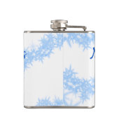 青い陽気なクリスマスの輝くグリッターラインに名前を追加 フラスク (裏面)