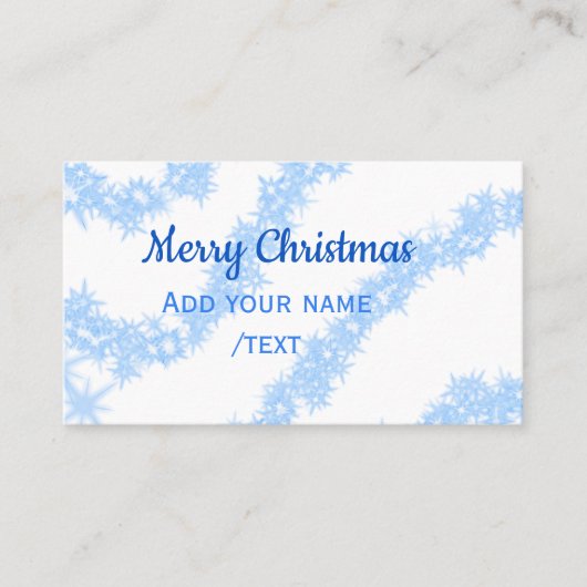 青い陽気なクリスマスの輝くグリッターラインに名前を追加 名刺 (正面)