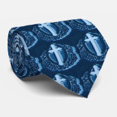 青い随時交差積み ネクタイ (ロール)