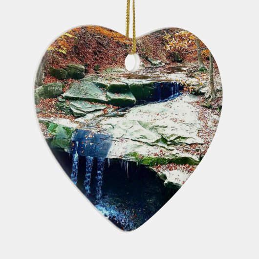 青い雌鶏はCuyahogaの国立公園オハイオ州落ちます セラミックオーナメント (右)