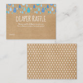 青い雨素朴滴おむつラッフルベビーシャワー エンクロージャーカード (正面/裏面)