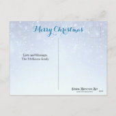 青い雪かわいらし片イエス・バイブル聖句クリスマス シーズンポストカード (裏面)