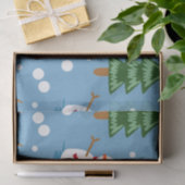 青い雪だるまと赤、黄色の贈り物 薄葉紙 (ギフト)