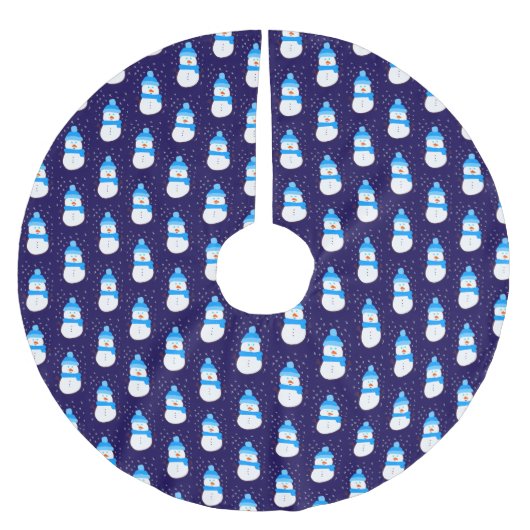 青い雪だるまのブラー ブラッシュドポリエステルツリースカート (正面)