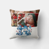 青い雪だるま初めてのクリスマス クッション (裏面)