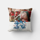 青い雪だるま初めてのクリスマス クッション (正面)