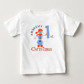青い雪だるま ベビーTシャツ (正面)