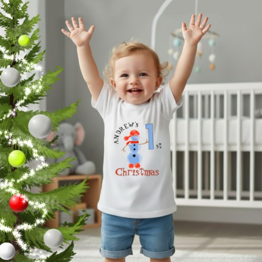 青い雪だるま ベビーTシャツ
