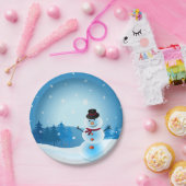 青い雪だるま ペーパープレート (パーティー)