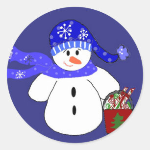 青い雪だるま ラウンドシール