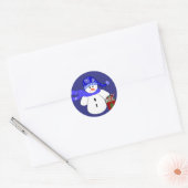 青い雪だるま ラウンドシール (封筒)