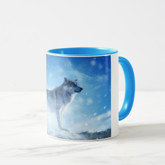 青い雪のオオカミのコンボのマグ マグカップ (正面右)