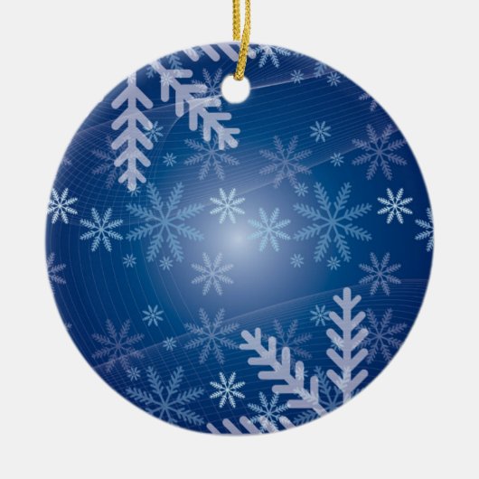 青い雪のクリスマスオーナメント セラミックオーナメント (正面)