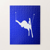 青い雪のスキー ジグソーパズル (縦)