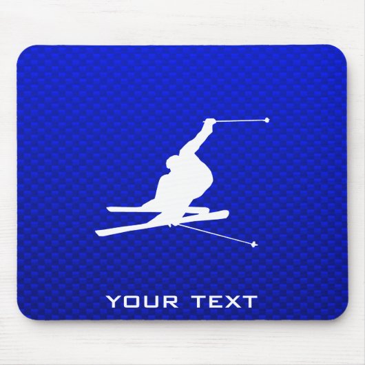 青い雪のスキー マウスパッド (正面)