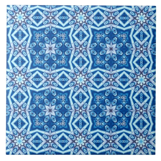 青い雪のフローラ正方形タイルのパターン タイル (正面)