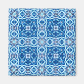 青い雪のフローラ正方形タイルのパターン マグネット (正面)
