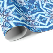 青い雪のフローラ正方形タイルのパターン ラッピングペーパー (ロールコーナー)