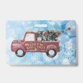 青い雪の上の赤いヴィンテージトラック バッジ (裏面)