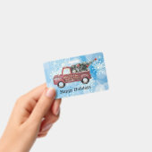 青い雪の上の赤いヴィンテージトラック バッジ (手持ち)