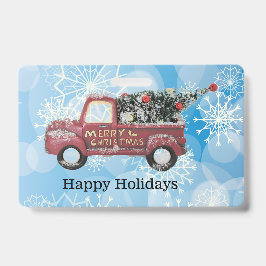 青い雪の上の赤いヴィンテージトラック バッジ