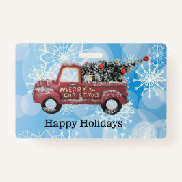 青い雪の上の赤いヴィンテージトラック バッジ