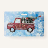 青い雪の上の赤いヴィンテージトラック バッジ (裏面)