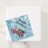 青い雪の上の赤いヴィンテージトラック フェイバータグ (インサイチュ)