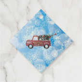 青い雪の上の赤いヴィンテージトラック フェイバータグ (裏面)