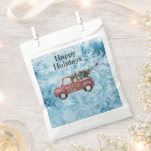 青い雪の上の赤いヴィンテージトラック フェイバーバッグ (クリップ留めされた状態)