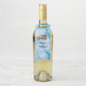 青い雪の上の赤いヴィンテージトラック ボトルネックタグ (ボトル)