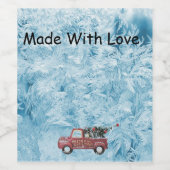 青い雪の上の赤いヴィンテージトラック ワインラベル (シングルラベル)