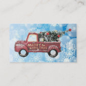 青い雪の上の赤いヴィンテージトラック 名刺 (裏面)