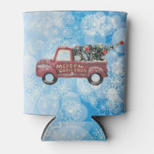 青い雪の上の赤いヴィンテージトラック