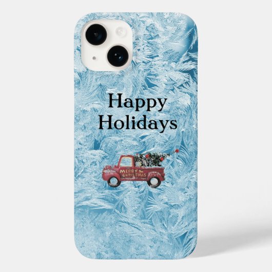 青い雪の上の赤いヴィンテージトラック Case-Mate iPhoneケース (裏面)