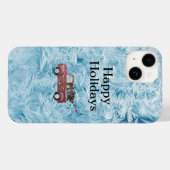 青い雪の上の赤いヴィンテージトラック Case-Mate iPhoneケース (裏面 (横))